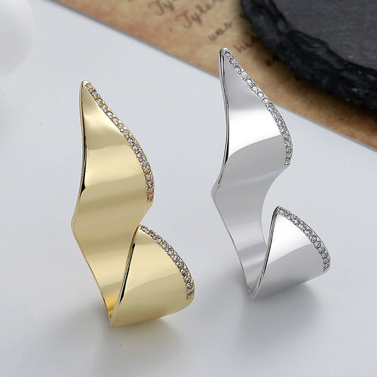 Fashionable Exaggerated Irregular Open Ring For Women - Adjustable Geometric Statement Ring