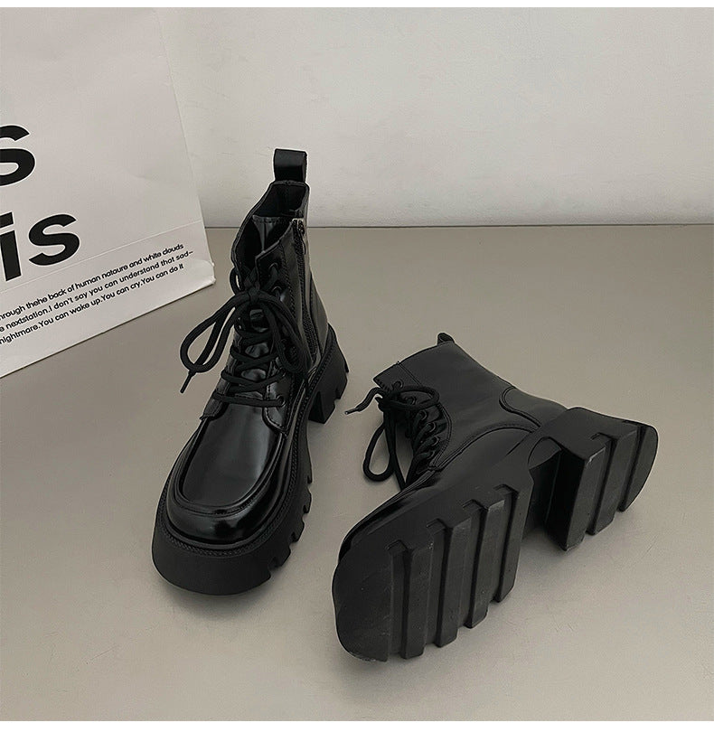 Women’s Vintage British-Style Chunky-Heel Ankle Boots – Thick-Soled Western Boots