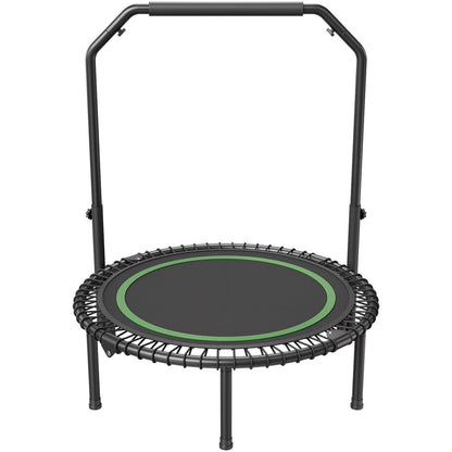 Foldable Mini Trampoline  40 Inch Fitness Rebounder  Max Load 330lbs Exercise Trampoline, Stable & Quiet Trampoline With 4 Level Height Adjustable Foam Handle, For Adults Indoor-Garden Workout