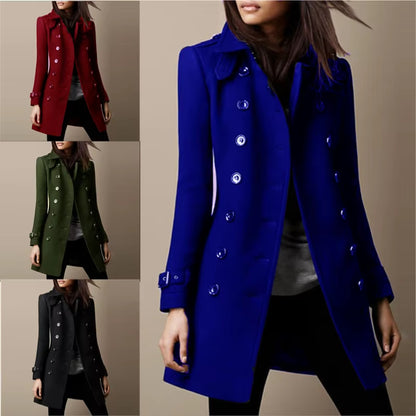 Women's Double-Breasted Wool Overcoat - Premium Winter Coat
