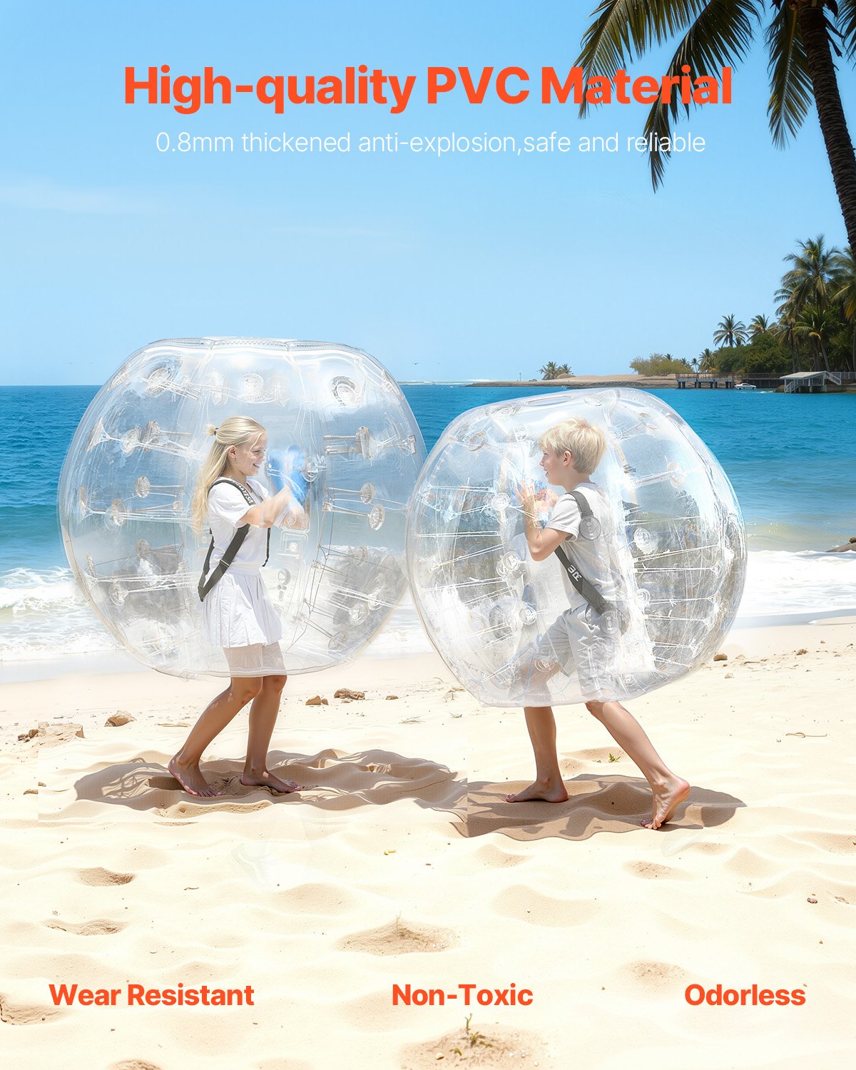 Inflatable Bumper Balls 2-Pack, 4FT/1.2M Body Sumo Zorb Balls For Teen & Adult, 0.8mm Thick PVC Human Hamster Bubble Balls For Outdoor Team Gaming Play, Bumper Bopper Toys For Garden, Yard, Park