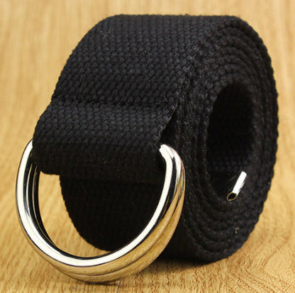 Double-Loop Fabric Belt UK | Unisex Canvas Belt with Smooth Buckle