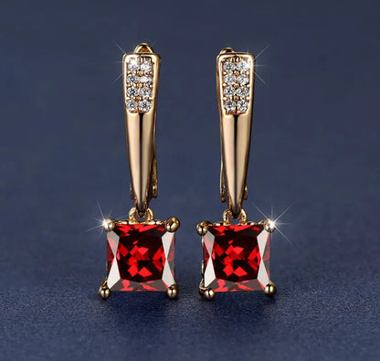 Champagne Gold Geometric Square Diamond Ear Clips Light Luxury Earrings | UK