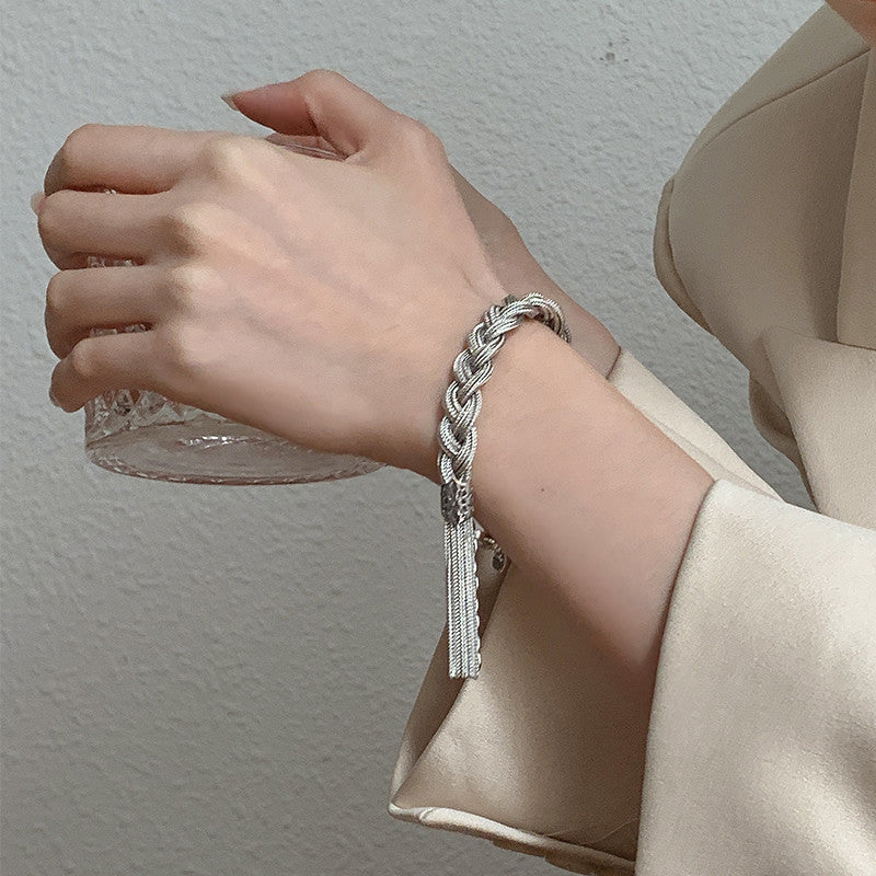 Womens Retro Dreadlock Braided Twisted Tassel Bracelet - Geometric Hip-Hop Style Copper Jewellery