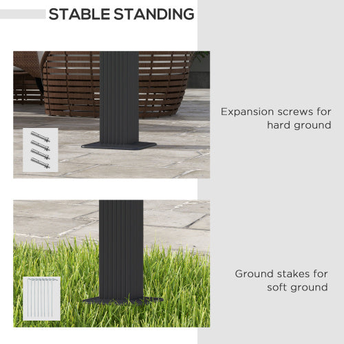 Outsunny 3 X 3m Aluminium Pergola, With Retractable Roof - Dark Grey