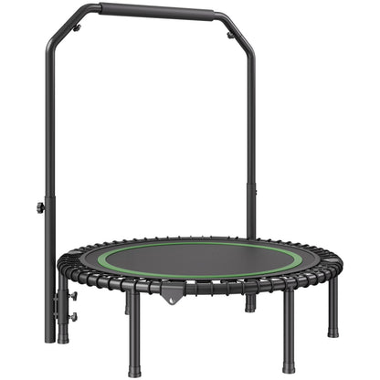 Foldable Mini Trampoline  40 Inch Fitness Rebounder  Max Load 330lbs Exercise Trampoline, Stable & Quiet Trampoline With 4 Level Height Adjustable Foam Handle, For Adults Indoor-Garden Workout