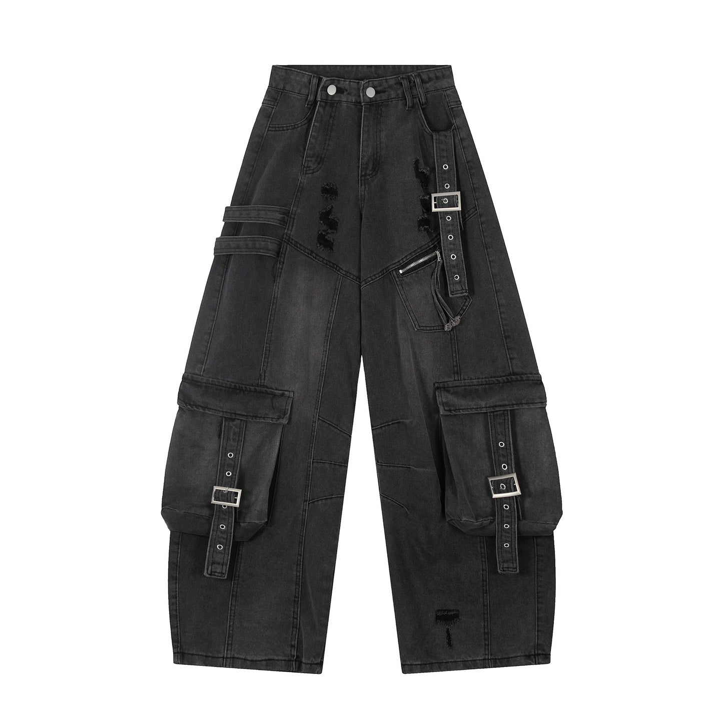 Women's Straight Loose Multi-pocket Cargo Jeans