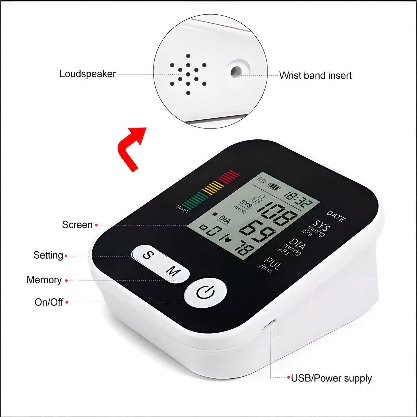 2025 Digital Automatic Blood Pressure Monitor Upper Arm BP Machine Heart Rate-UK