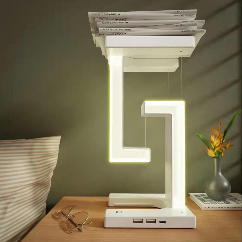 Magnetic Suspension Balance Table Lamp with Wireless Charging – Floating LED Desk & Bedside Lamp (USB, Touch Control)