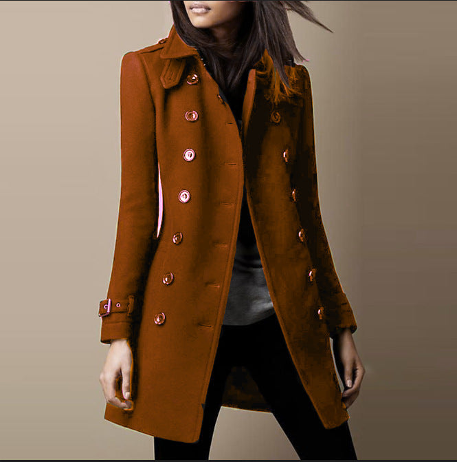 Women's Double-Breasted Wool Overcoat - Premium Winter Coat