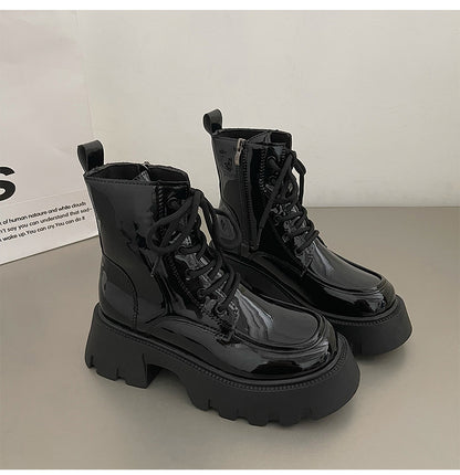 Women’s Vintage British-Style Chunky-Heel Ankle Boots – Thick-Soled Western Boots