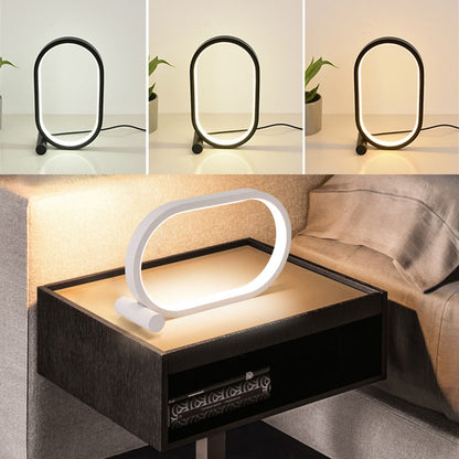USB Plug-In Oval LED Table Lamp – Touch Control Dimmable Acrylic Bedside, Desk & Night Light (Modern Design)