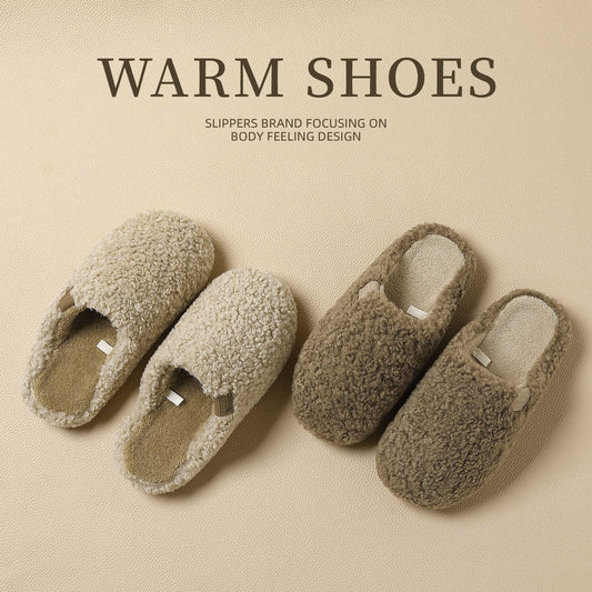 Cozy Thick-Soled Plush Slippers – Warm Closed-Toe Home Slippers (Unisex)