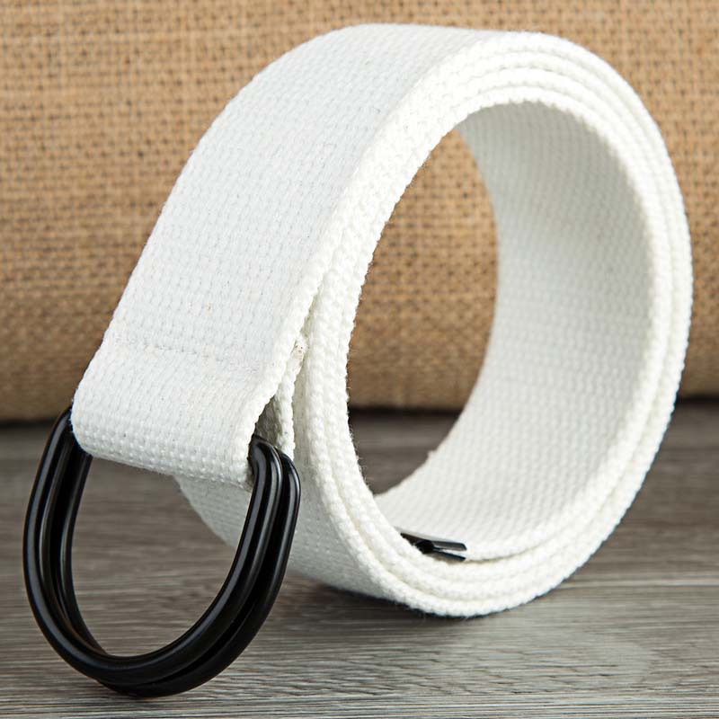 Double-Loop Fabric Belt UK | Unisex Canvas Belt with Smooth Buckle