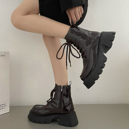 Women’s Vintage British-Style Chunky-Heel Ankle Boots – Thick-Soled Western Boots