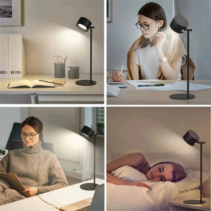 Magnetic Touch LED Table Lamp – USB Rechargeable 360° Rotating Cordless Desk & Wall Night Light with Remote