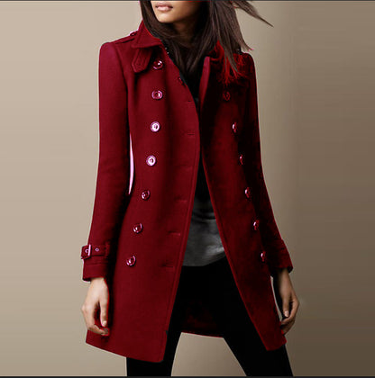 Women's Double-Breasted Wool Overcoat - Premium Winter Coat