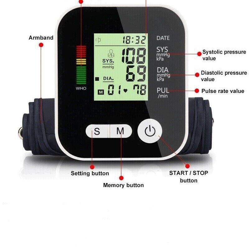 2025 Digital Automatic Blood Pressure Monitor Upper Arm BP Machine Heart Rate-UK