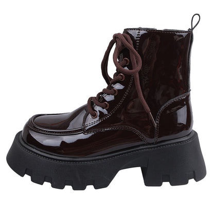 Women’s Vintage British-Style Chunky-Heel Ankle Boots – Thick-Soled Western Boots