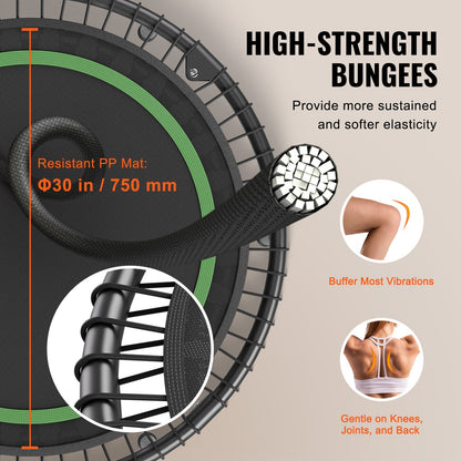 Foldable Mini Trampoline  40 Inch Fitness Rebounder  Max Load 330lbs Exercise Trampoline, Stable & Quiet Trampoline With 4 Level Height Adjustable Foam Handle, For Adults Indoor-Garden Workout