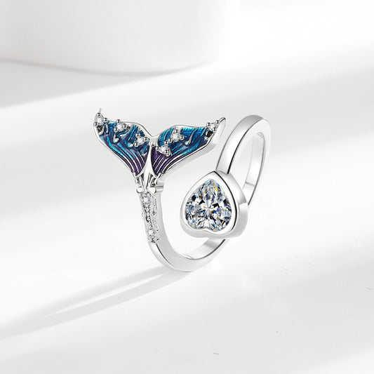 Women's Niche Fishtail Ring Adjustable Geometric White Yellow Gold | UK