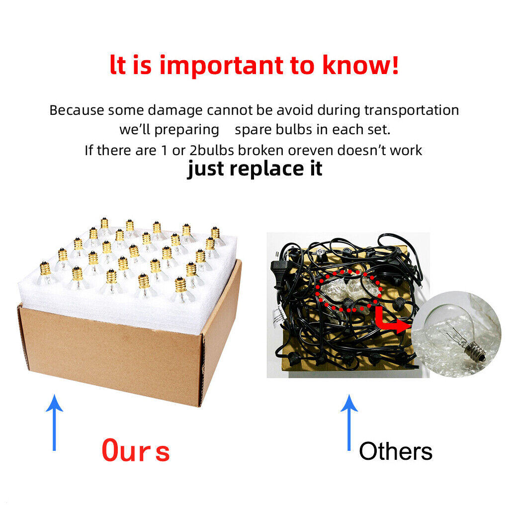 25-50FT Outdoor Festoon Globe String Fairy Lights G40 Bulbs Garden Wedding Home