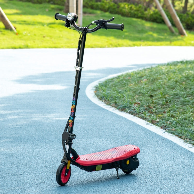HOMCOM Foldable Electric Scooter, With LED Headlights, For Ages 7-14 Years, Red