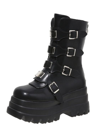 Dark Rock-style Platform With A Chunky Sole Womens Punk-inspired Dr Martens-style Boots