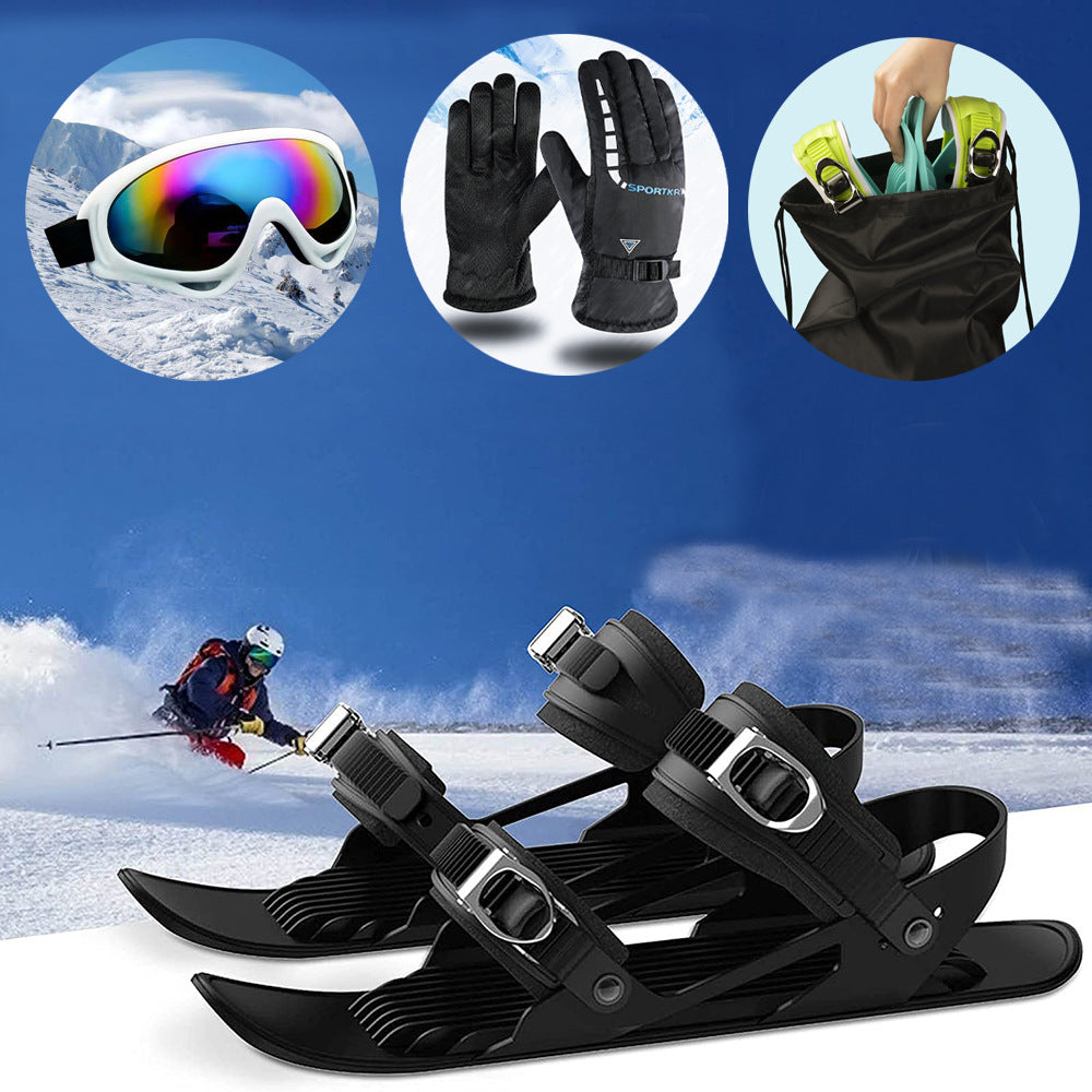 Mini Ski Skates – Portable Short Skiboard with Adjustable Bindings