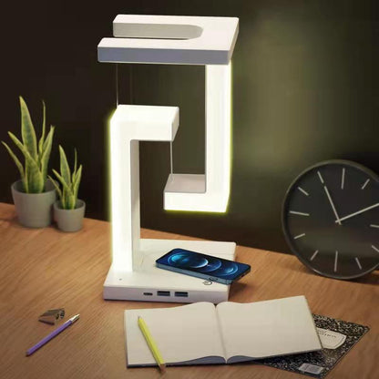 Magnetic Suspension Balance Table Lamp with Wireless Charging – Floating LED Desk & Bedside Lamp (USB, Touch Control)