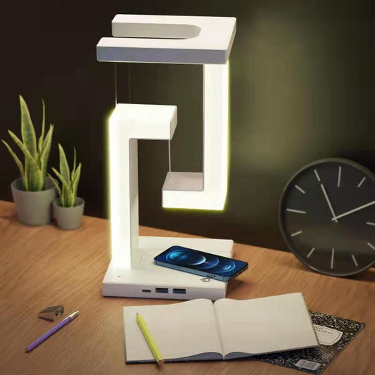 Magnetic Suspension Balance Table Lamp with Wireless Charging – Floating LED Desk & Bedside Lamp (USB, Touch Control)