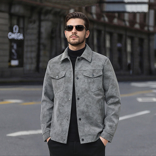 Men's Trendy Casual Streetwear Vintage American-style Leather Jacket