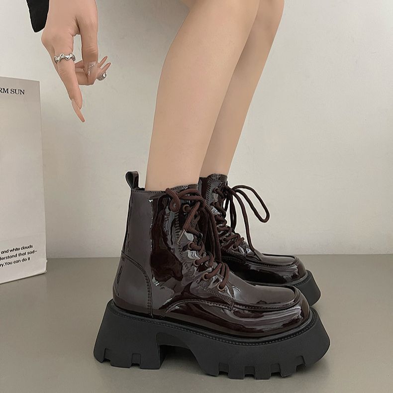 Women’s Vintage British-Style Chunky-Heel Ankle Boots – Thick-Soled Western Boots