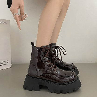 Women’s Vintage British-Style Chunky-Heel Ankle Boots – Thick-Soled Western Boots