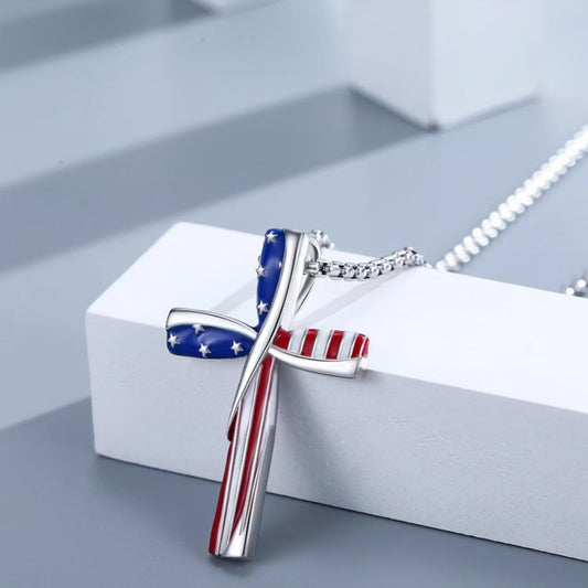 Fashionable Minimalist National Flag Cross Pendant Unisex Necklace | UK